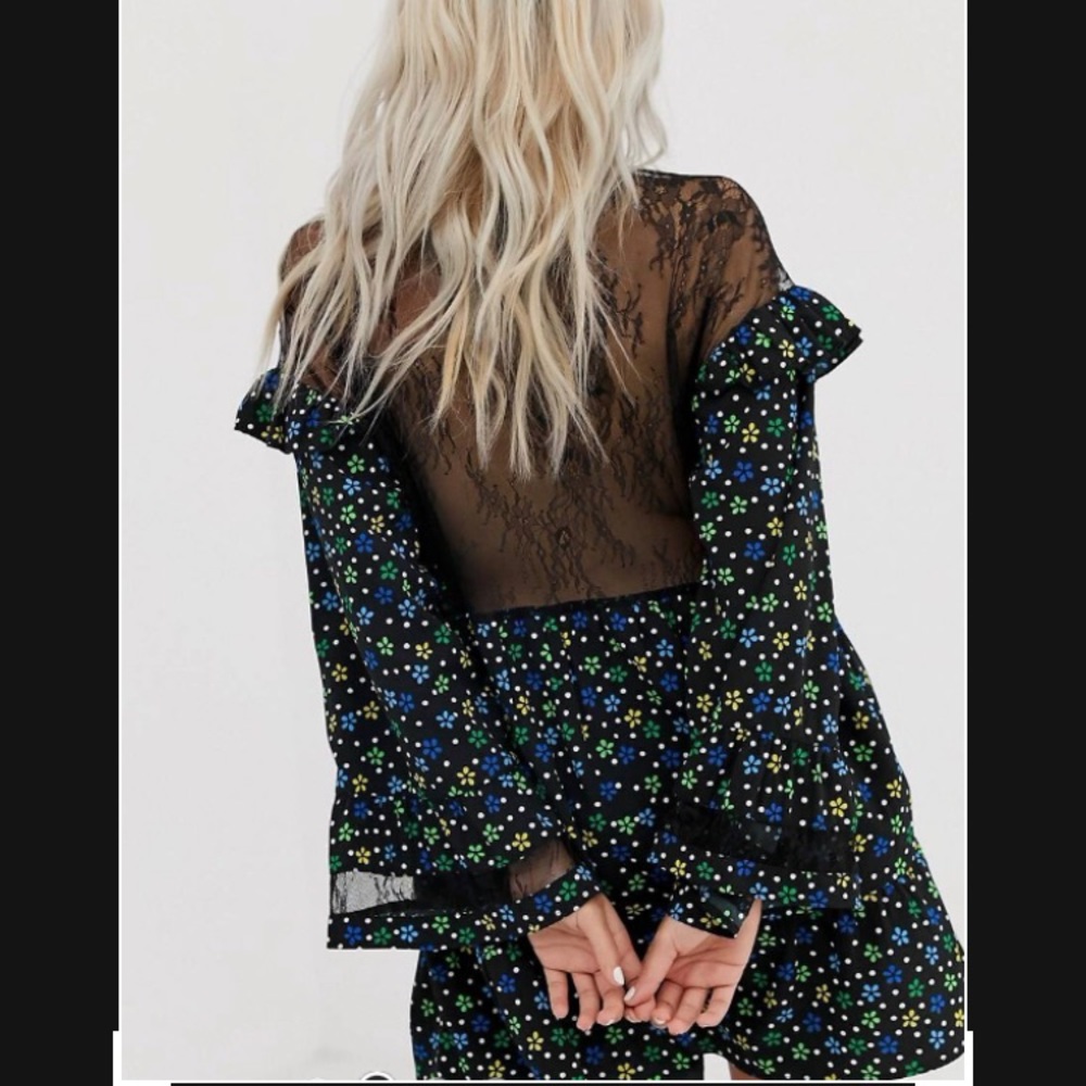 Lace Cut-out Smock Dress